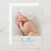 Hello Birth Announcement - Light Blue 案内状 (正面/裏面)