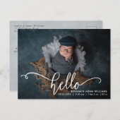 Hello Birth Announcement & Thank You ポストカード (正面/裏面)