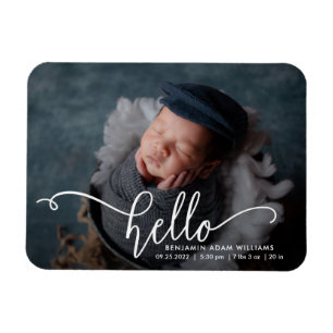 Hello Birth Announcement & Thank You マグネット