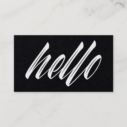Hello BlackとWhite Minimalistスクリプモダント 名刺 (正面)