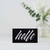 Hello BlackとWhite Minimalistスクリプモダント 名刺 (スタンド正面)