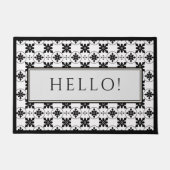  Hello Black and White Vintage Tile Design ドアマット (正面)