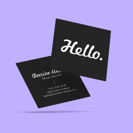 Hello Black & White カジュアルタイポグラフィ スクエア名刺