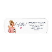 Hello Blonde Lady Heart Return Address Label  ラベル (正面)