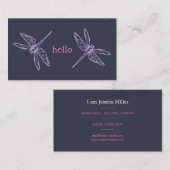 Hello blue purple dragonflies insects illustration 名刺 (正面/裏面)