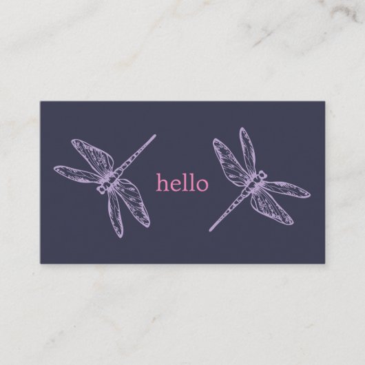 Hello blue purple dragonflies insects illustration 名刺 (正面)