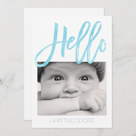 Hello Blue Waterカラー3 – 写真 | 誕生発表 案内状 (正面/裏面)