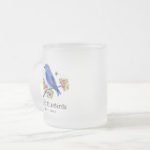 Hello Bluebirds Mug – 曇りガラス フロストグラスマグカップ (正面左)