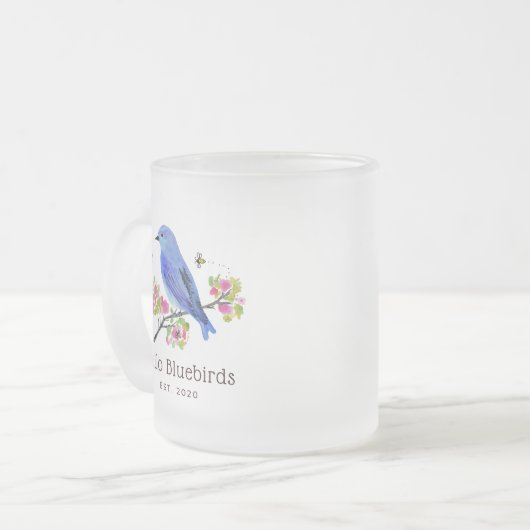Hello Bluebirds Mug – 曇りガラス フロストグラスマグカップ (正面左)