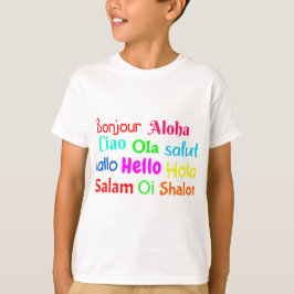 hello bonjour ciao salut hallo salam ola shalom tシャツ