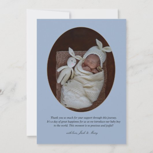 Hello Boy エレガント Script写真の誕生発表 招待状 (裏面)