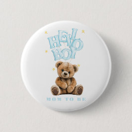 Hello Boy Balloon Teddy Bear Boy Baby Shower 缶バッジ