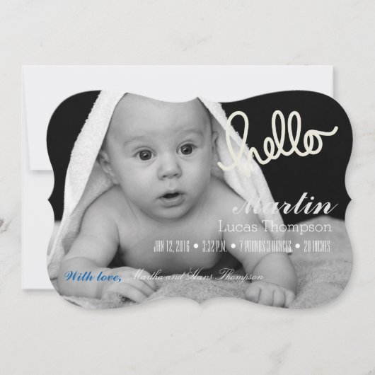 HELLO BOY GIRL TWINS誕生のお知らせ 案内状 (正面)