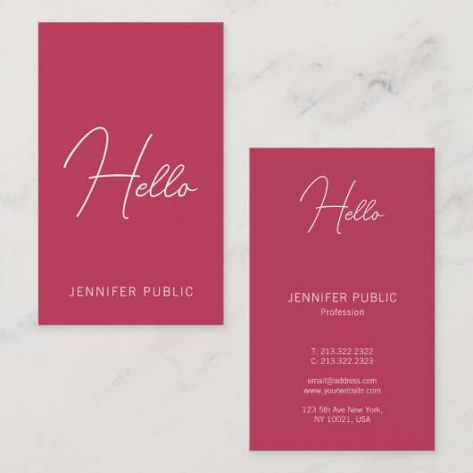 Hello Business Cards モダン Vertical 名刺 (正面/裏面)
