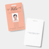 Hello Business Photo ID Identification Plastic バッジ (正面＆裏面)