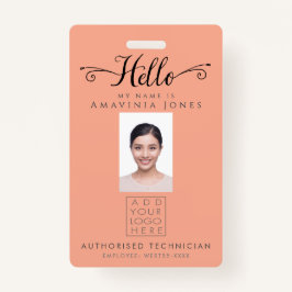 Hello Business Photo ID Identification Plastic バッジ