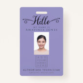 Hello Business Photo ID Identification Plastic バッジ (正面)