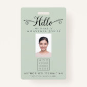 Hello Business Photo ID Identification Plastic バッジ (正面)