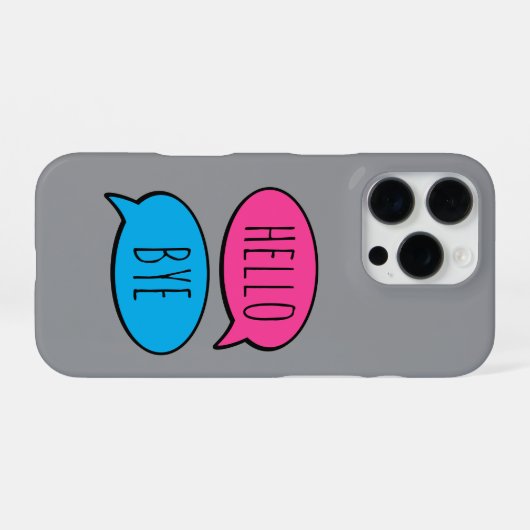Hello Bye Grey phone Case iPhoneケース (裏面横)