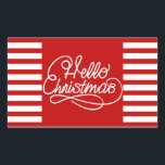Hello Christmas Holidayステッカー 長方形シール<br><div class="desc">ストライプのステッ赤と白クはハロ読ークリスマスと完璧なマッチの素晴らしいクリスマスの一致のホリデーセットと合う文字と。</div>