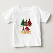 Hello Christmas Plaid Leopard Trees Custom Name  ベビーTシャツ (正面)