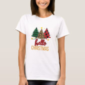 Hello Christmas Plaid Leopard Trees Custom Name  Tシャツ (正面)