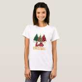 Hello Christmas Plaid Leopard Trees Custom Name  Tシャツ (正面フル)
