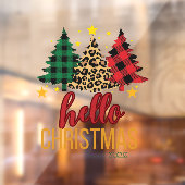 Hello Christmas Plaid Leopard Xmas Trees Custom  ウィンドウサイン (シート2)