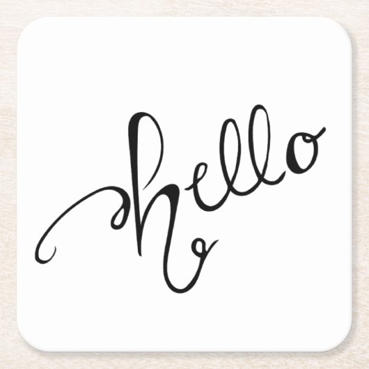 Hello Coaster – 手書き スクエアペーパーコースター (正面)