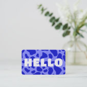 HELLO Cow Print White royal blue 名刺 (スタンド正面)