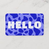 HELLO Cow Print White royal blue 名刺 (正面)