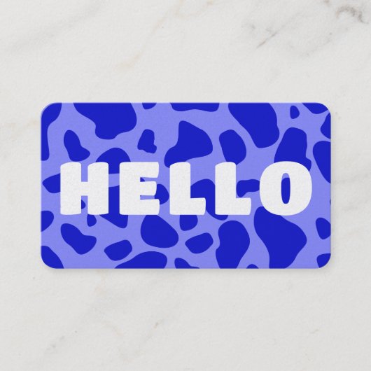 HELLO Cow Print White royal blue 名刺 (正面)