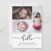 Hello Cute Casual Script Birth Announcement 案内状 (正面)