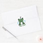 Hello Cutie Frog Sticker – Cute Aesthetic Round St ラウンドシール (封筒)