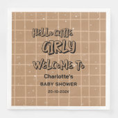 Hello Cutie Girly Cute Brown Gingham Baby Shower (正面)