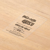 Hello Cutie Girly Cute Brown Gingham Baby Shower アクリル招待状 (レイダウン)