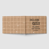 Hello Cutie Girly Cute Brown Gingham Baby Shower ゲストブック (全面)