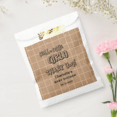 Hello Cutie Girly Cute Brown Gingham Baby Shower フェイバーバッグ (封をした状態)