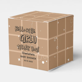 Hello Cutie Girly Cute Brown Gingham Baby Shower フェイバーボックス