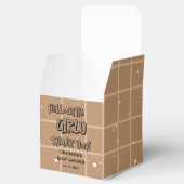 Hello Cutie Girly Cute Brown Gingham Baby Shower フェイバーボックス (オープン)