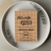 Hello Cutie Girly Cute Brown Gingham Baby Shower 招待状