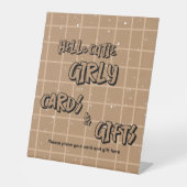 Hello Cutie Girly Cute Brown Gingham Cards & Gifts 台座サイン (正面)