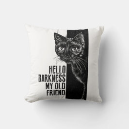 Hello Darkness My Old Friend 黒猫のスケッチ V2 クッション