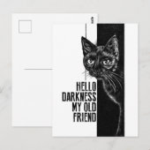 Hello Darkness My Old Friend 黒猫のスケッチ V2 ポストカード (正面/裏面)