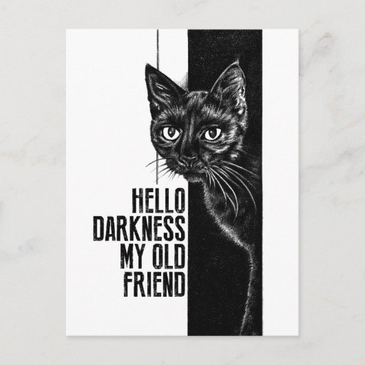 Hello Darkness My Old Friend 黒猫のスケッチ V2 ポストカード (正面)