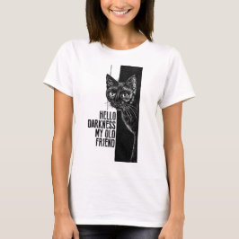 Hello Darkness My Old Friend 黒猫のスケッチ V2 Tシャツ