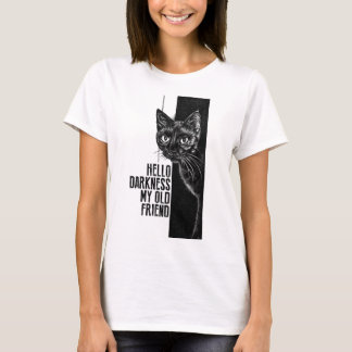 Hello Darkness My Old Friend 黒猫のスケッチ V2 Tシャツ
