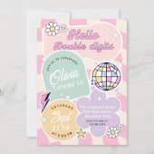 Hello Double Digits 10th birthday party 招待状 (正面)