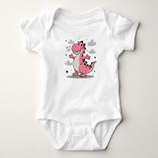 Hello Dude Kids Pink Dinosaur T-Shirt ベビーボディスーツ
