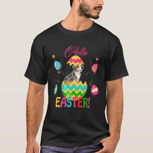 Hello Easter Australian Shepherd Inside Chocolate  Tシャツ (正面)